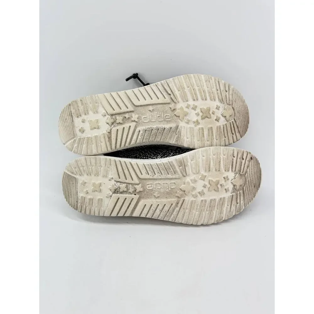 HEYDUDE Wendy Woven Zig Zag Black White Slip On Shoes Womens 6 40198-001